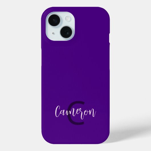 Initialen naam Minimalist Solid Deep Violet Case-Mate iPhone Case (Achterkant)