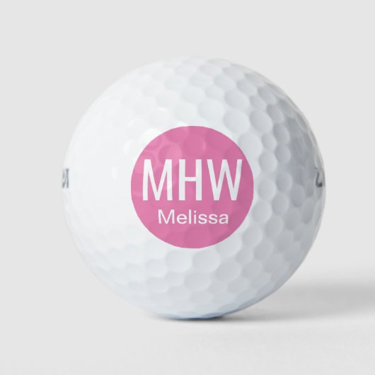 Initialen naam Roze Golf Balls Golfballen (Voorkant)