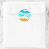 Initialen Ocean Waves van de Wedding Couple Ronde Sticker (Tas)