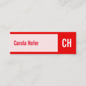 Initialen op rood mini visitekaartje (Voorkant)