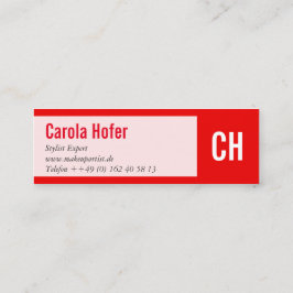 Initialen op rood mini visitekaartje