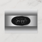 Initialen Oval Silver Lijst, zwart en wit Visitekaartje (Voorkant)