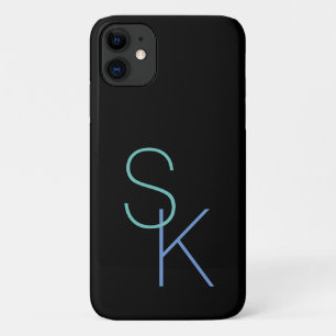 Initialen personaliseren, grote letters op zwart iPhone 11 hoesje