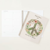  Initialen Retro "Bloom in Peace" Vredesbord Planner (Display)