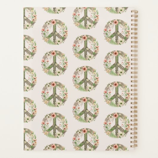  Initialen Retro "Bloom in Peace" Vredesbord Planner (Achterkant)