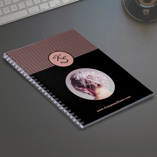 Initialen Roze Zwart Haarstylist Workshop Notitieboek
