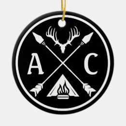 Initialen Rustiek Avontuur Ronde Embleem Keramisch Ornament