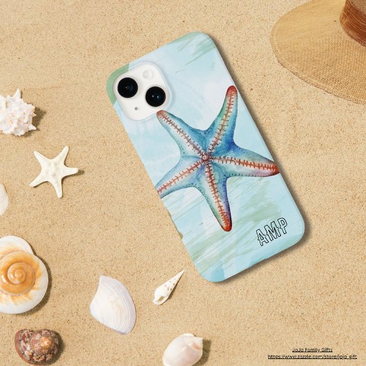 Initialen Schattigee kleurrijke waterverf zeester Case-Mate iPhone Case
