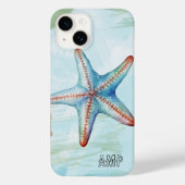 Initialen Schattigee kleurrijke waterverf zeester Case-Mate iPhone Case (Achterkant)