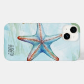 Initialen Schattigee kleurrijke waterverf zeester Case-Mate iPhone Case (Achterkant (horizontaal))