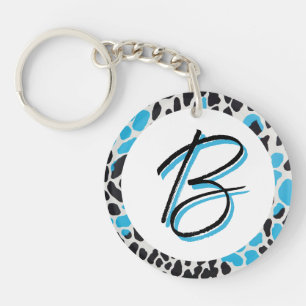 Initialen Sleutelhanger met blauw en zwart
