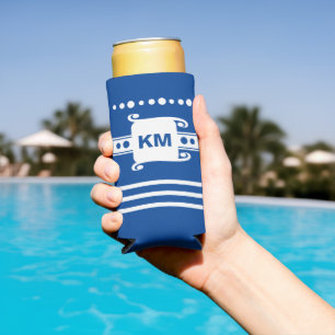 Initialen stippen strepen ontspannen blauw en wit