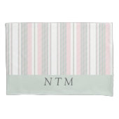 Initialen strepen retro roze kussensloop (Voorkant)