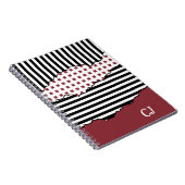 Initialen Stripes Net gelaagd zwart, wit en rood Notitieboek (Rechterzijde)