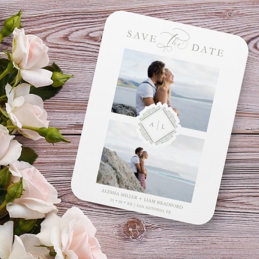 Initialen Trend Chic Ornament Sophisticated Weddin Magneet