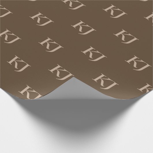 Initialen van Classy Brown en Beige Monogram Patro Cadeaupapier (Hoek)