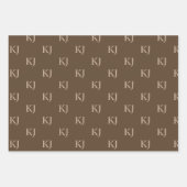 Initialen van Classy Brown en Beige Monogram Patro Inpakpapier Vel (Voorkant)