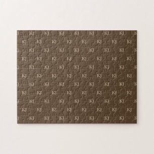 Initialen van Classy Brown en Beige Monogram Patro Legpuzzel