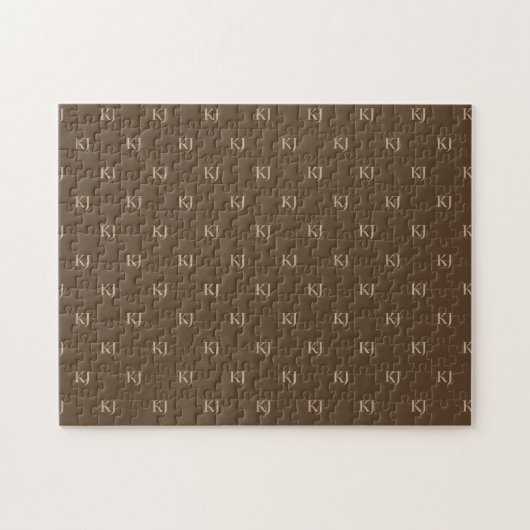 Initialen van Classy Brown en Beige Monogram Patro Legpuzzel (Horizontaal)