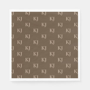Initialen van Classy Brown en Beige Monogram Patro Servet