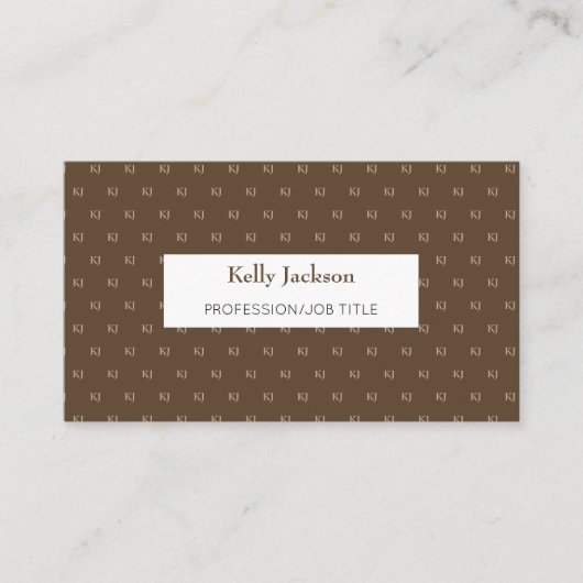 Initialen van Classy Brown en Beige Monogram Visitekaartje (Voorkant)