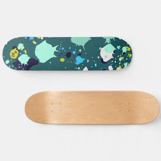 Initialen van de kleurrijke schilderplaat van de k skateboard (Horizontaal)