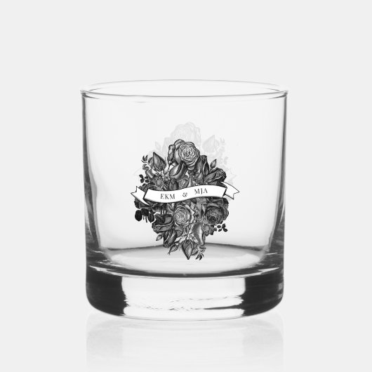 Initialen van het grommonogram - Zwarte Rozen Whisky Glas (Voorkant)