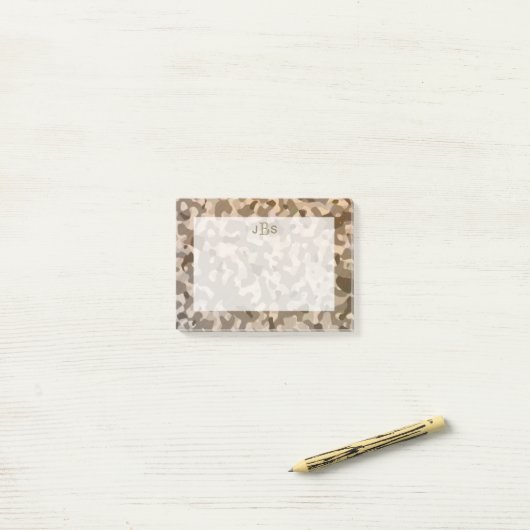Initialen van het militaire camouflage Masculine-m Post-it® Notes (Op bureau)