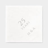 Initialen van het paar 25e Jubileum Party Silver Folie Servetten (Voorkant)