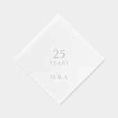 Initialen van het paar 25e Jubileum Party Silver Folie Servetten (Rechts)