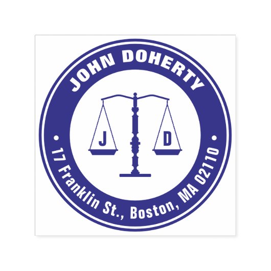 Initialen van Justitie | Ronde retouradres Zelfinktende Stempel (Design)