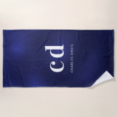 Initialen van marineblauw wit monogram strandlaken (Voorkant)