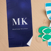 Initialen van marineblauw wit monogram strandlaken