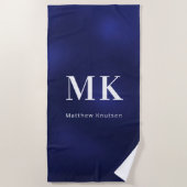 Initialen van marineblauw wit monogram strandlaken (Voorkant)