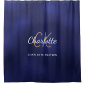 Initialen van Navy blue monogram Douchegordijn (Voorkant)