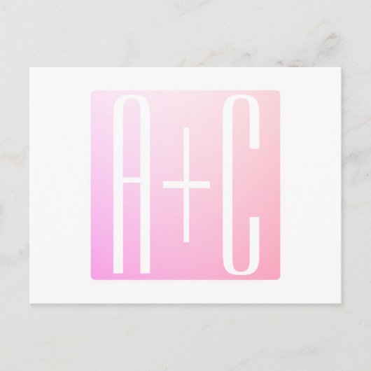 Initialen van paar | Subtle roze gradatie Briefkaart (Voorkant)