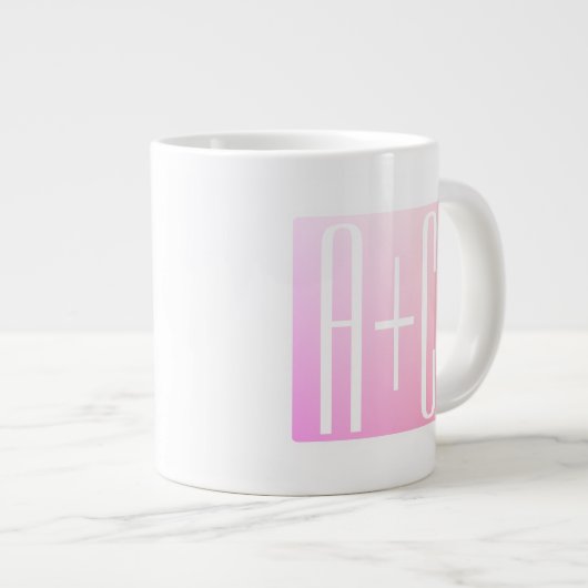 Initialen van paar | Subtle roze gradatie Extra Grote Beker (Voorkant rechts)