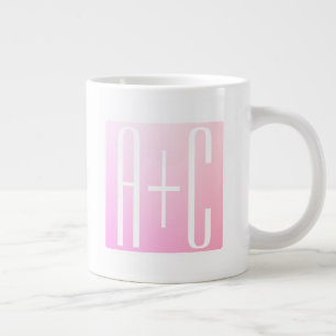 Initialen van paar Subtle roze gradatie Extra Grote Beker