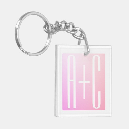 Initialen van paar | Subtle roze gradatie Sleutelhanger (Voorkant Links)