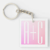 Initialen van paar | Subtle roze gradatie Sleutelhanger (Voorkant)