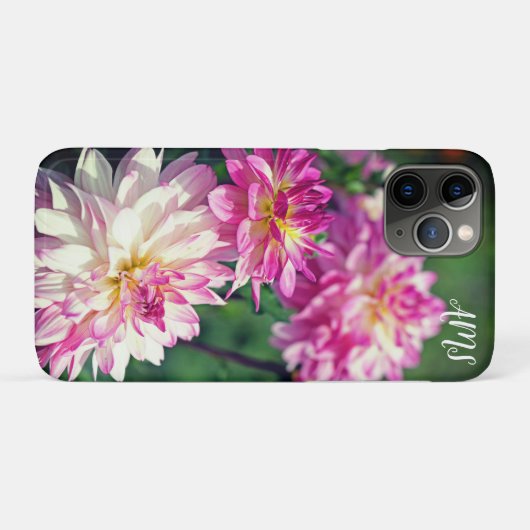 Initialen van roze en witte dagbloemen Case-Mate iPhone case (Achterkant (horizontaal))
