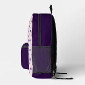 Initialen Violet & Blush Stripes - Paarse Bloemen Bedrukte Rugzak (Rechts)