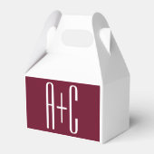 Initialen voor eenvoudige paren | White en Bourgog Bedankdoosjes (Achterkant)