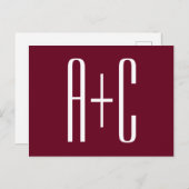 Initialen voor eenvoudige paren | White en Bourgog Briefkaart (Voorkant / Achterkant)