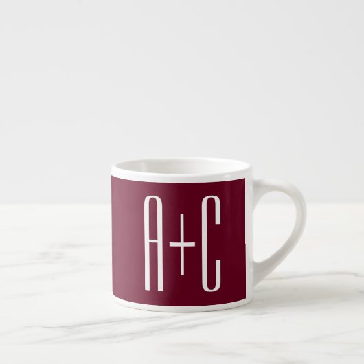 Initialen voor eenvoudige paren | White en Bourgog Espresso Kop (Rechts)