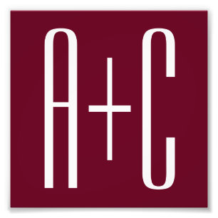 Initialen voor eenvoudige paren   White en Bourgog Foto Afdruk