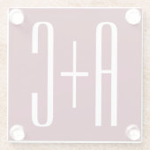 Initialen voor eenvoudige paren | White en Bourgog Glazen Onderzetter (Achterkant)