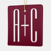 Initialen voor eenvoudige paren | White en Bourgog Keramisch Ornament (Links)