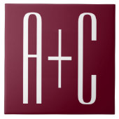 Initialen voor eenvoudige paren | White en Bourgog Tegeltje (Voorkant)