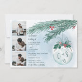 Initialen voor kerstbruiloft 4 foto's rooster kaart (Voorkant)